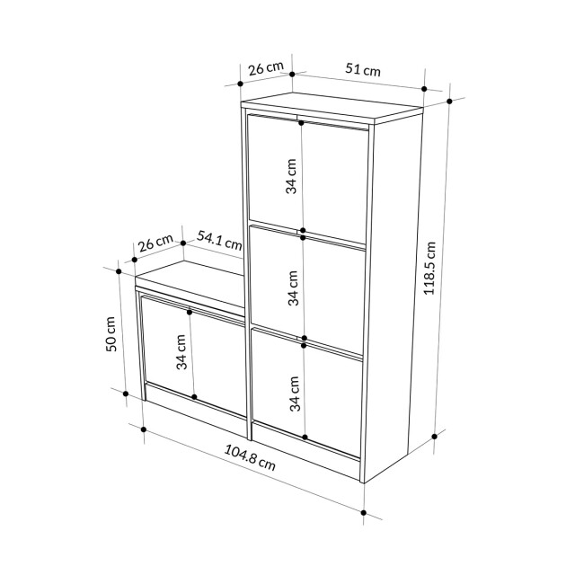 CaliCosy Schoenenkast 4 deuren l105 cm dude 2937450 large