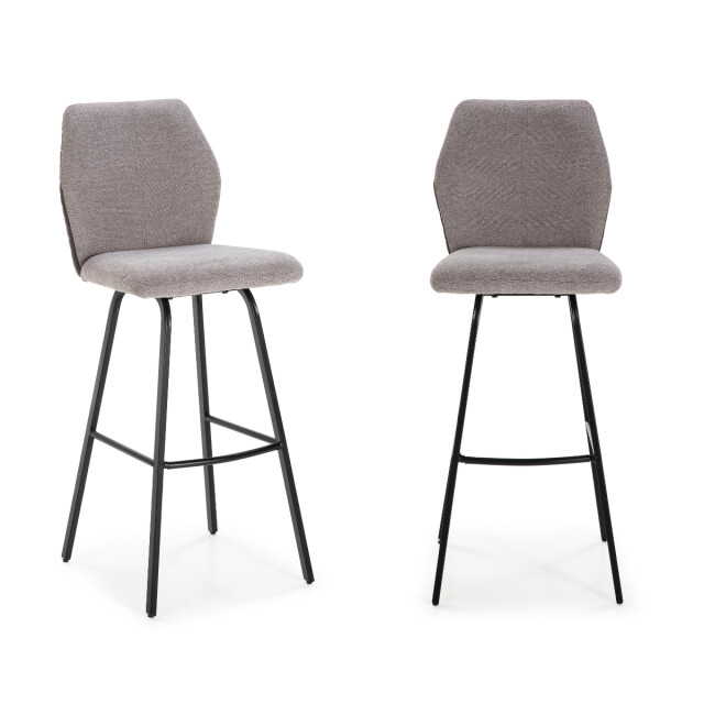 CaliCosy Set van 2 krukken in stof met zwarte metalen poten h75 cm pol 3079144 large