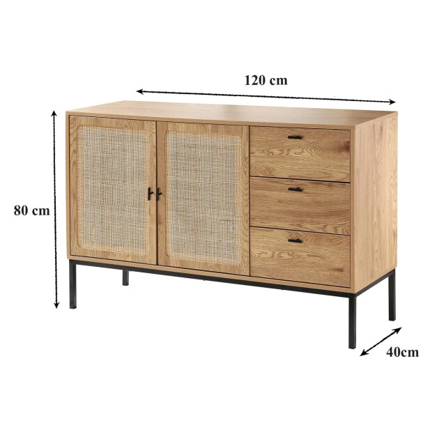 CaliCosy Dressoir met 2 deuren en 3 laden van rotan l120 cm jaya 3018339 large