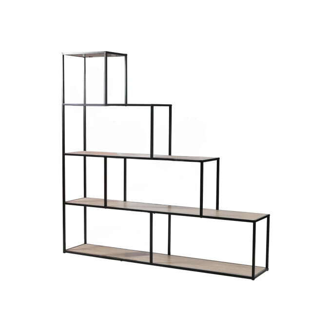 CaliCosy Boekenkast met 5 niveaus en design trap decoratie hout en zwart metaal l160 2931944 large