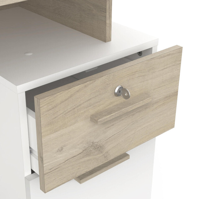 CaliCosy Dubbel ladeblok bureau, hout en wit decor l134,8 cm platon 2931885 large
