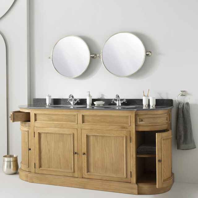Signature Dubbele wastafelkast van eikenhout en blauwe steen l191 cm hausmann 3061018 large