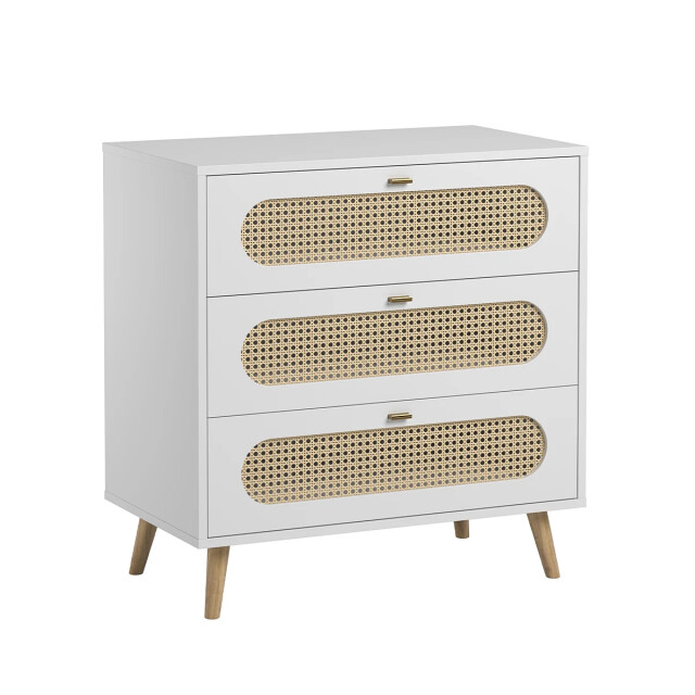 CaliCosy Ladenkast met 3 laden en voorkant met rieten vlechtwerk l85cm riet 2937089 large