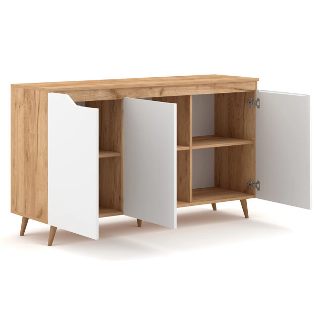 CaliCosy Buffet scandinave 3 deuren l140 cm hout en wit decor boom 2931905 large