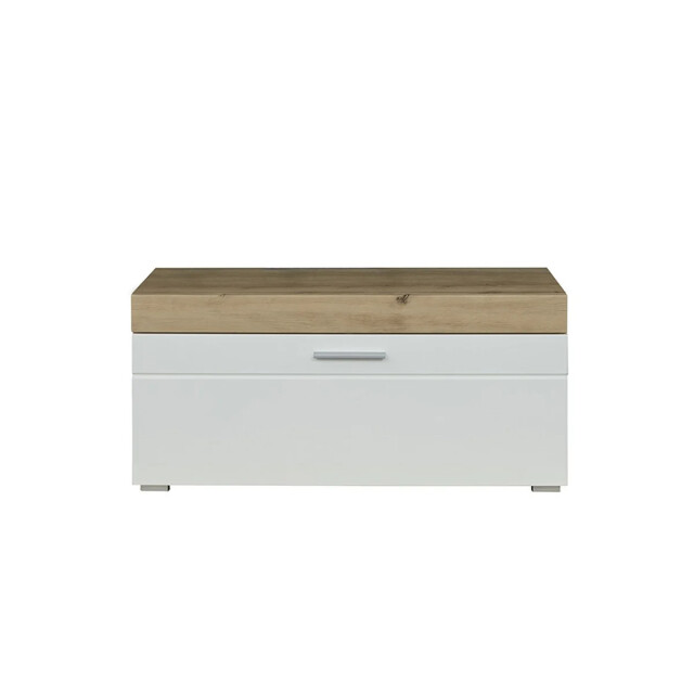 CaliCosy Bank met 1 neerklapbare deur, eiken en glanzend wit decor, l91 cm amanda 2930364 large