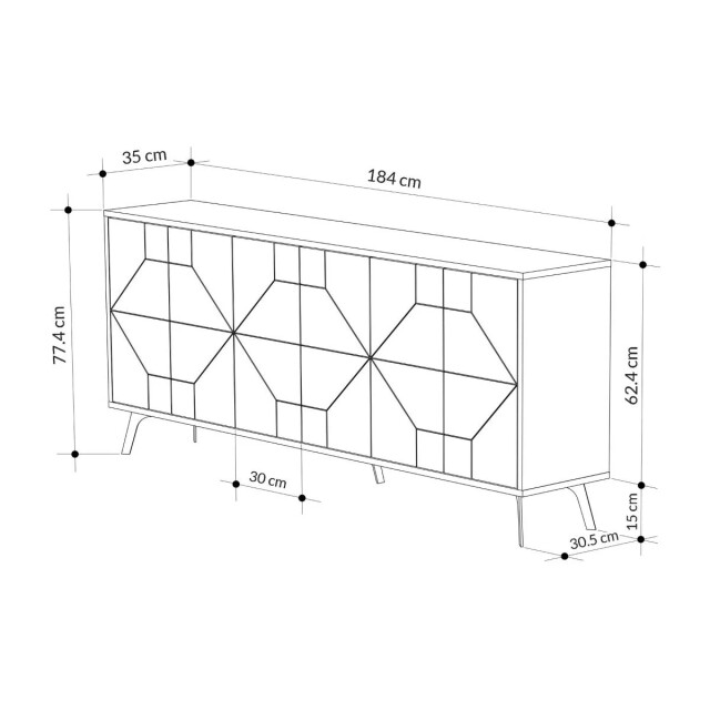 CaliCosy Buffet met 6 versierde deuren l184 cm dune 2937828 large