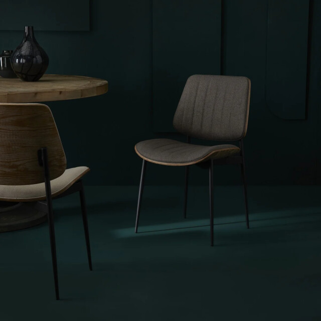 Signature Set van 6 stoelen in taupe gewatteerde stof h82,5 cm giselle 3066919 large