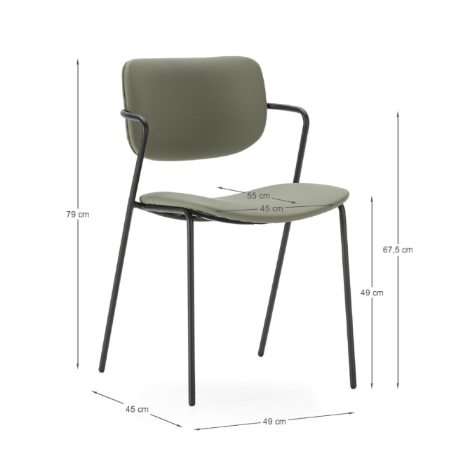 CaliCosy Set van 2 stoelen met zwarte metalen poten l49 cm maika 3078777 large