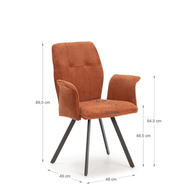 CaliCosy Set van 2 fauteuils in stof met zwarte metalen poten l62 cm mery 3078758 large