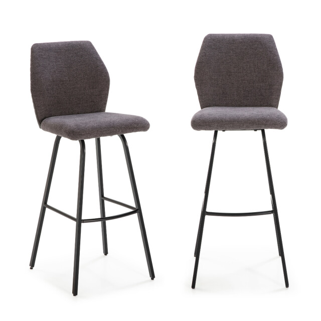 CaliCosy Set van 2 krukken in stof met zwarte metalen poten h75 cm pol 3079142 large