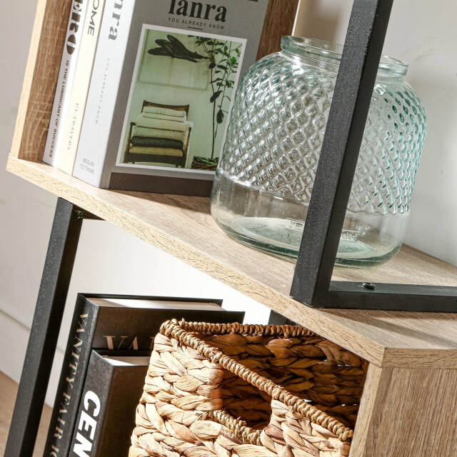 CaliCosy Boekenkast met 4 niveaus en houten decor en metalen staanders h148cm 2931924 large