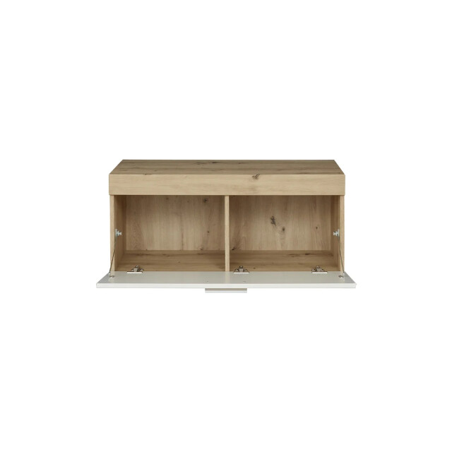 CaliCosy Bank met 1 neerklapbare deur, eiken en glanzend wit decor, l91 cm amanda 2930364 large
