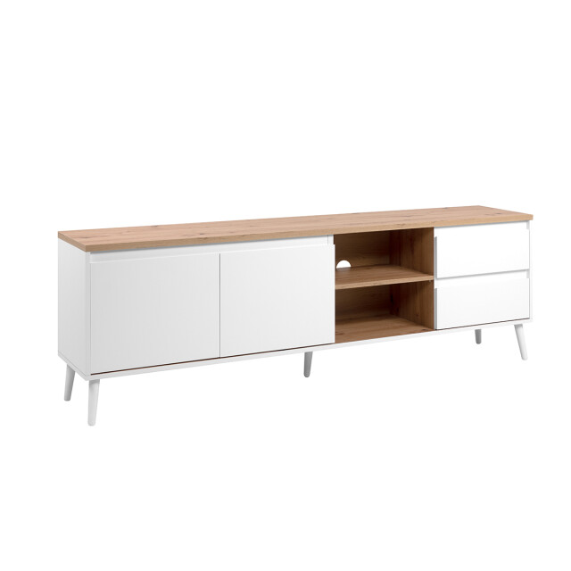 CaliCosy Tv-meubel 2 deuren, 2 vakken en 2 laden eikenhouten decor l186 cm zamos 2930164 large