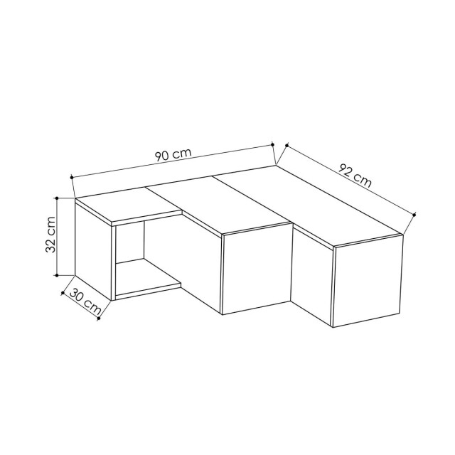 CaliCosy Tv-hoekmeubel met 2 laden en 1 vak l90 cm compact 2937469 large