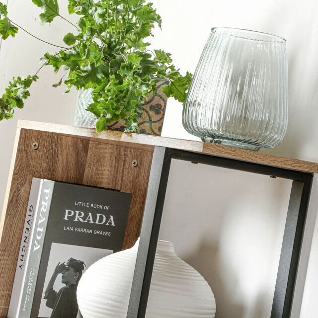 CaliCosy Boekenkast met 4 niveaus en houten decor en metalen staanders h148cm 2931924 large