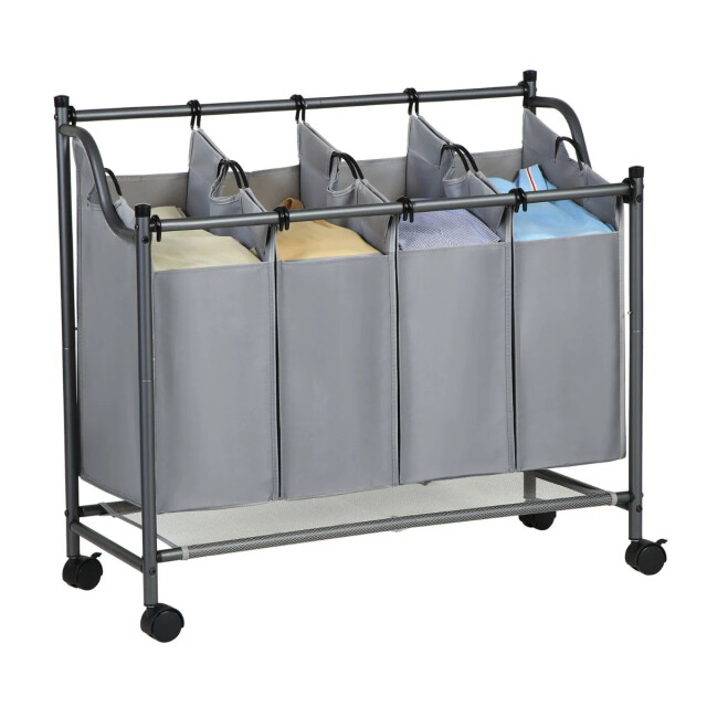 CaliCosy Wasmand met 4 verwijderbare grijze zakken op wielen l87,5 cm 2929483 large