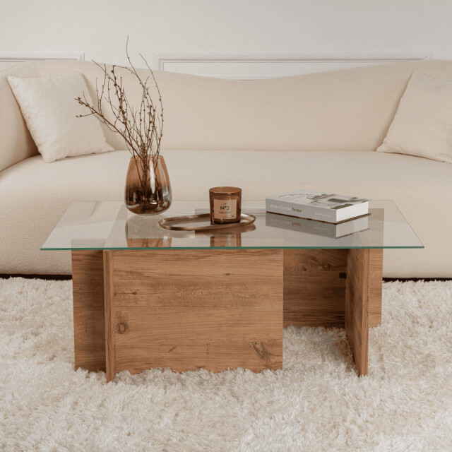 CaliCosy Salontafel met glazen blad l105 cm noah 3046336 large