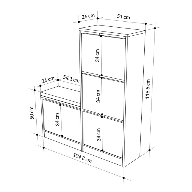 CaliCosy Schoenenkast 4 deuren l105 cm dude 2937448 large