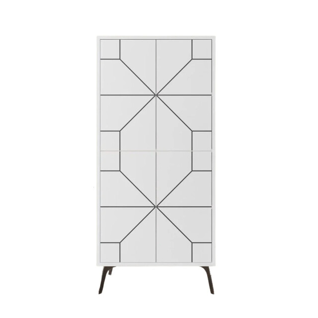 CaliCosy Buffet hoog 4 witte deuren met zwarte decoraties h136 cm dune 2930423 large