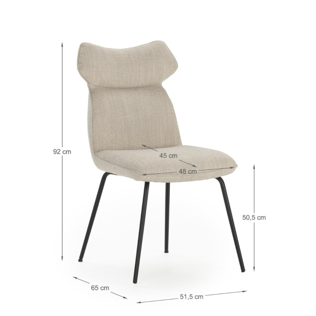 CaliCosy Set van 2 stoelen in stof met zwarte metalen poten l47 cm dara 3078552 large