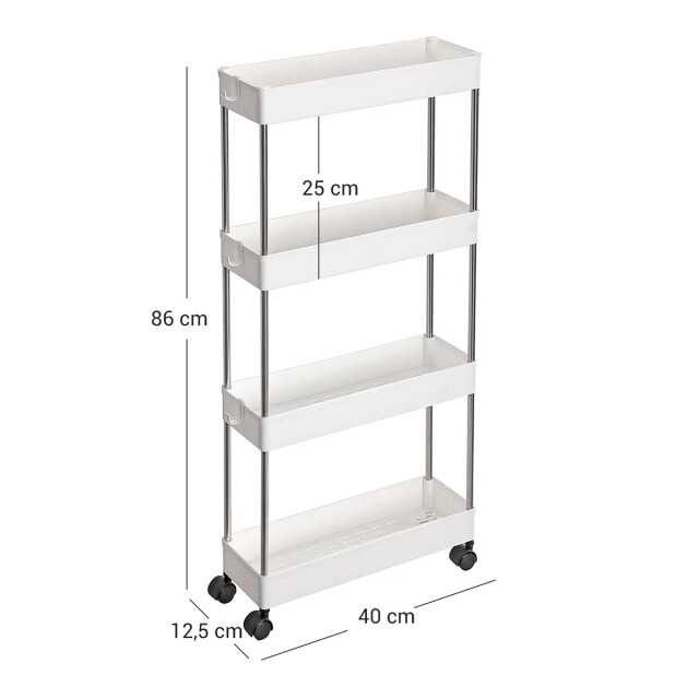 CaliCosy Witte bijzettafel op wielen met 4 niveaus l12,5 x h86 cm 2929403 large