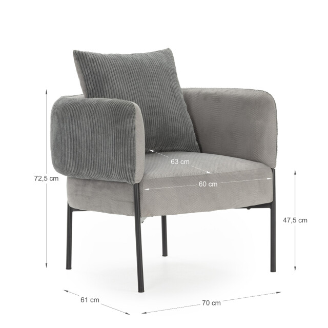 CaliCosy Fauteuil in stof met zwarte metalen poten l73 cm aruni 3078815 large