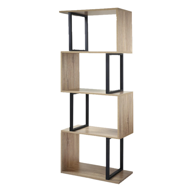 CaliCosy Boekenkast met 4 niveaus en houten decor en metalen staanders h148cm 2931924 large