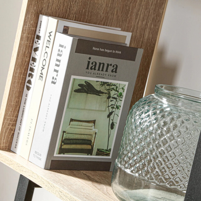 CaliCosy Boekenkast met 4 niveaus en houten decor en metalen staanders h148cm 2931924 large