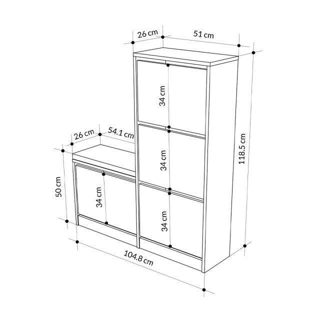 CaliCosy Schoenenkast 4 deuren l105 cm dude 2937449 large