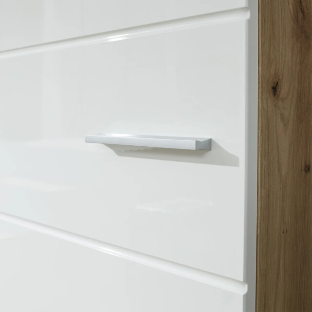 CaliCosy Bank met 1 neerklapbare deur, eiken en glanzend wit decor, l91 cm amanda 2930364 large