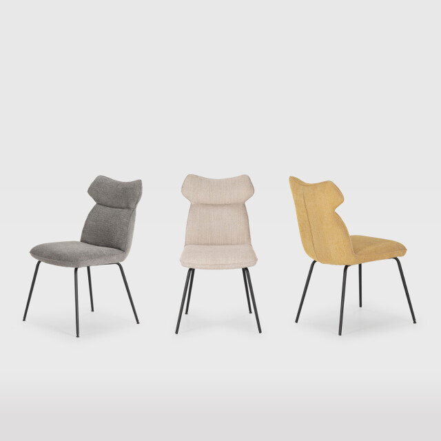 CaliCosy Set van 2 stoelen in stof met zwarte metalen poten l47 cm dara 3078552 large