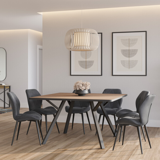 CaliCosy Vierkante tafel met zwarte metalen poten l136 x b136 cm beni 3079550 large