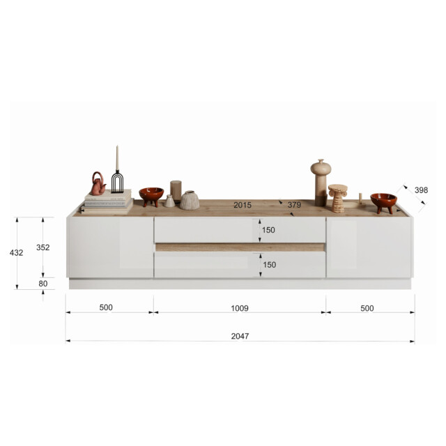 CaliCosy Tv-meubel met 2 deuren en 2 laden utopia l205 cm 2937328 large