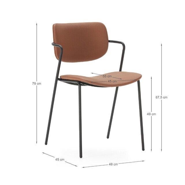 CaliCosy Set van 2 stoelen met zwarte metalen poten l49 cm maika 3078776 large
