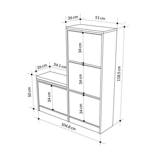 CaliCosy Schoenenkast 4 deuren l105 cm dude 2937447 large
