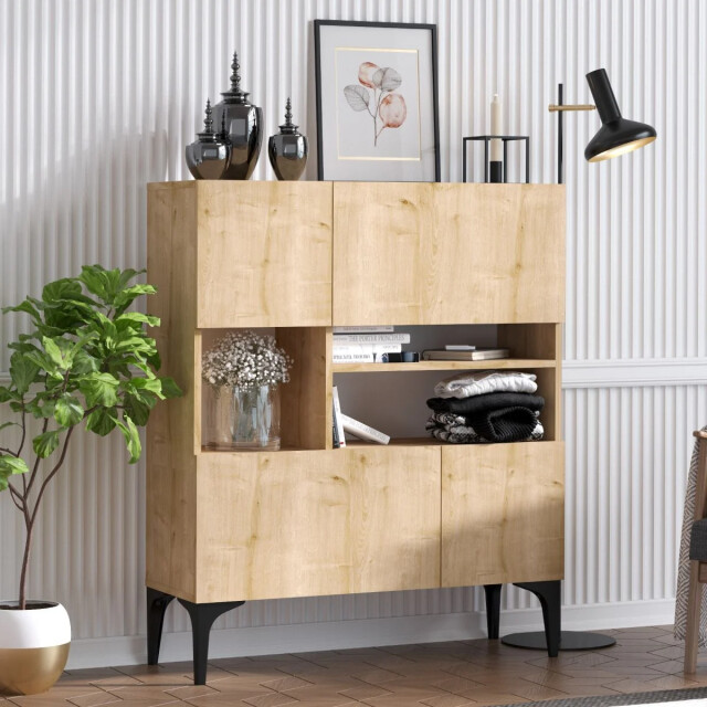 CaliCosy Buffet 3 nissen en 4 deuren eiken saffier decor h125 cm krista 2930443 large