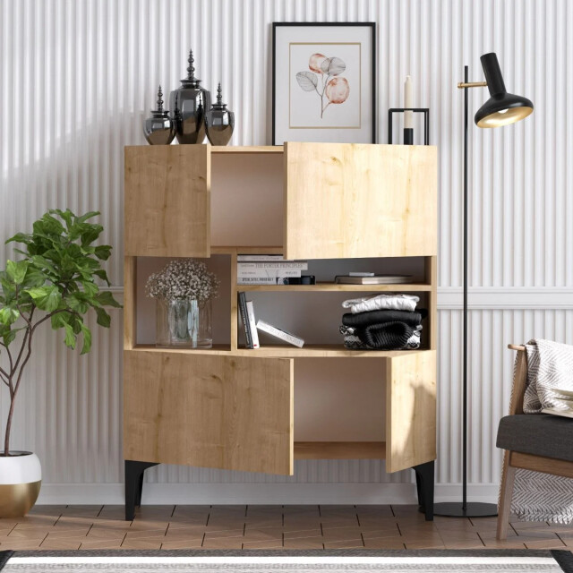 CaliCosy Buffet 3 nissen en 4 deuren eiken saffier decor h125 cm krista 2930443 large
