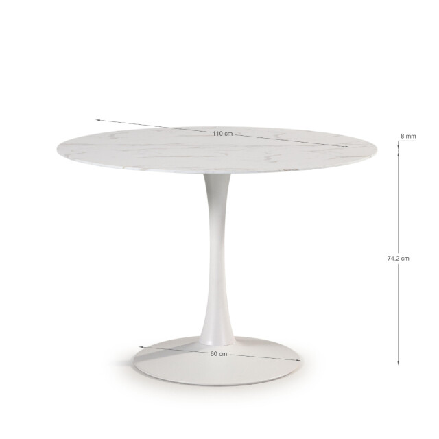 CaliCosy Ronde tafel met glazen blad in marmerlook l110 cm ada 3078864 large