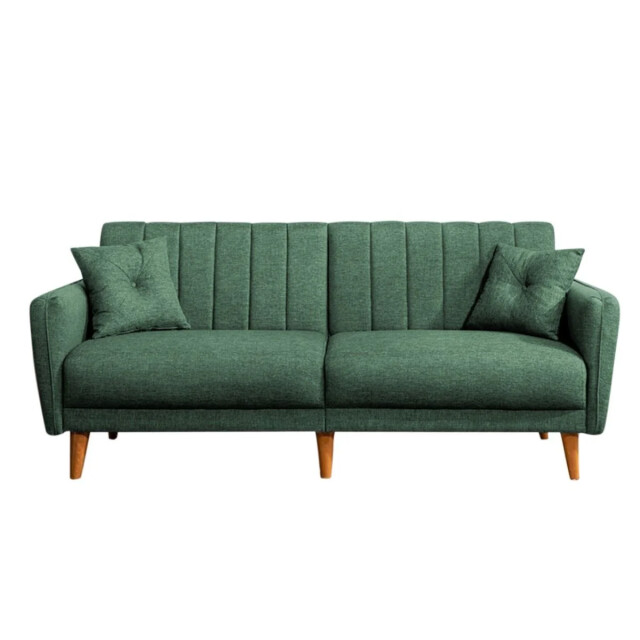 CaliCosy Slaapbank 3-zits van linnen met 2 kussens en houten poten l210 cm aqua 2978543 large