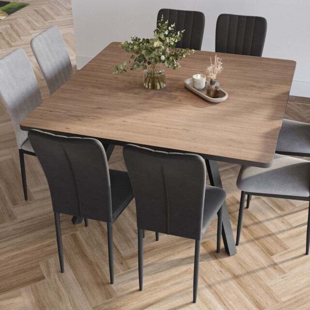 CaliCosy Vierkante tafel met zwarte metalen poten l136 x b136 cm beni 3079550 large