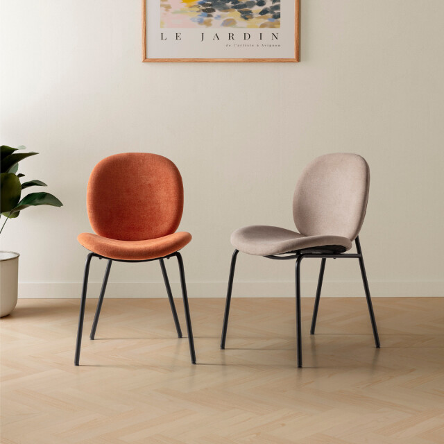 CaliCosy Set van 2 stoelen in stof met zwarte metalen poten l45 cm cori 3078570 large