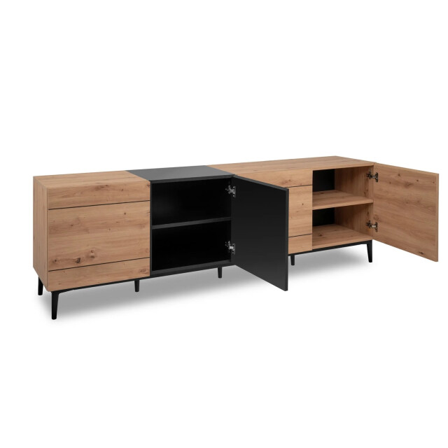 CaliCosy Buffet bas 4 deuren decor licht hout l200 cm nola 2932062 large