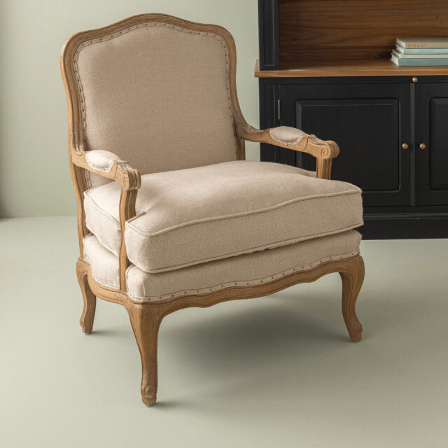CaliCosy Fauteuil van massief eikenhout en stof l74 cm louis xv 3018355 large
