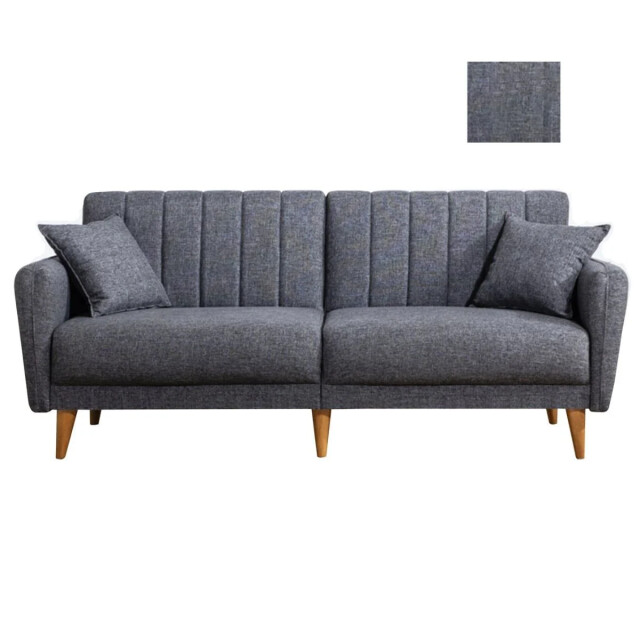 CaliCosy Slaapbank 3-zits van linnen met 2 kussens en houten poten l210 cm aqua 2978542 large