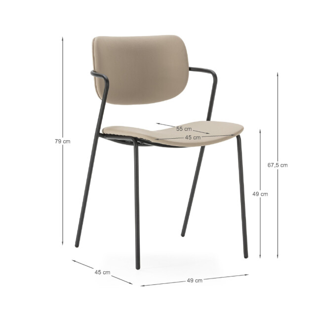 CaliCosy Set van 2 stoelen met zwarte metalen poten l49 cm maika 3078775 large