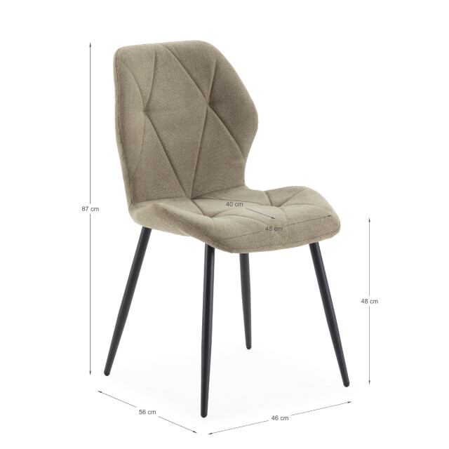 CaliCosy Set van 4 stoelen in stof met zwarte metalen poten l47,5 cm luna 3078795 large