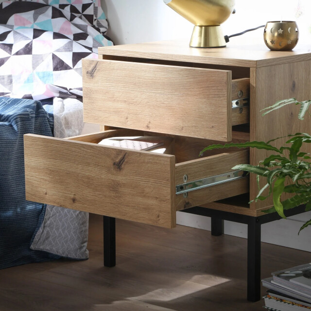 CaliCosy Nachtkastje met 2 lades, eikendecor, hoogte 50 cm lenny 2930242 large