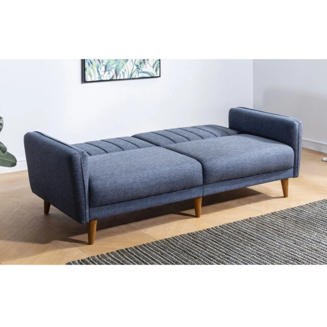 CaliCosy Slaapbank 3-zits van linnen met 2 kussens en houten poten l210 cm aqua 2978541 large