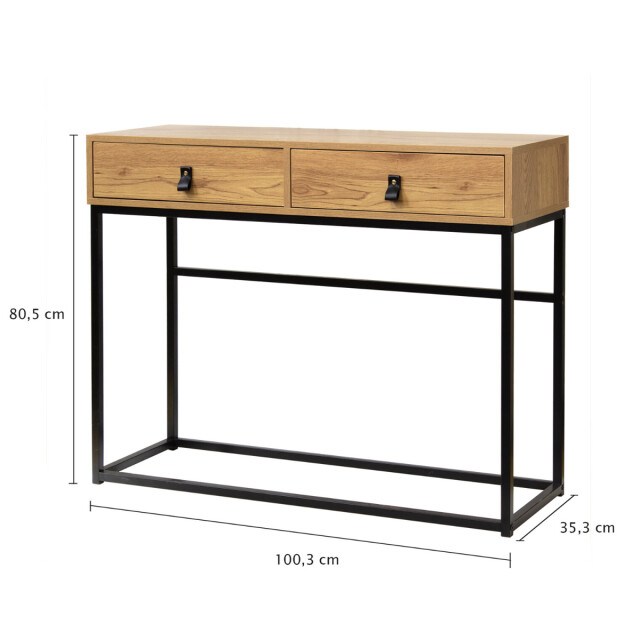 CaliCosy Console met 2 lades en eikenhouten metalen poten jill 2929662 large