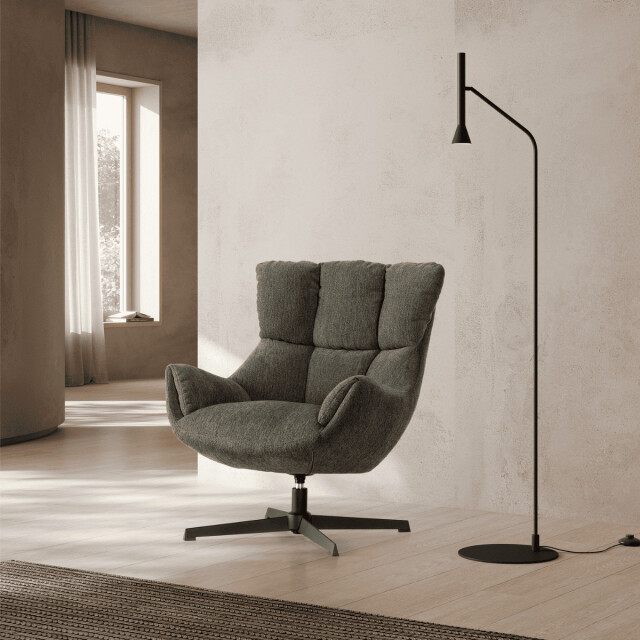 CaliCosy Fauteuil in gewatteerde stof met zwarte metalen poten h89 cm odette 3084070 large